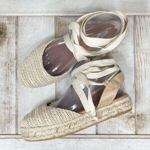 Polka Espadrille Lace Up Flats